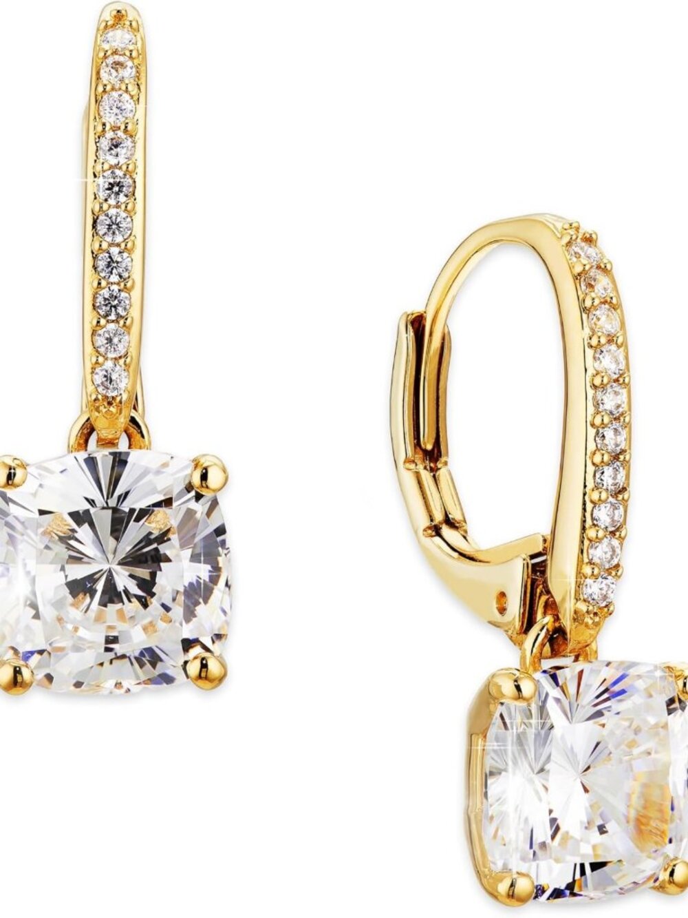 Elegant Cushion Cut CZ Leverback Earrings - Sparkling Jewelry for Any Occasion